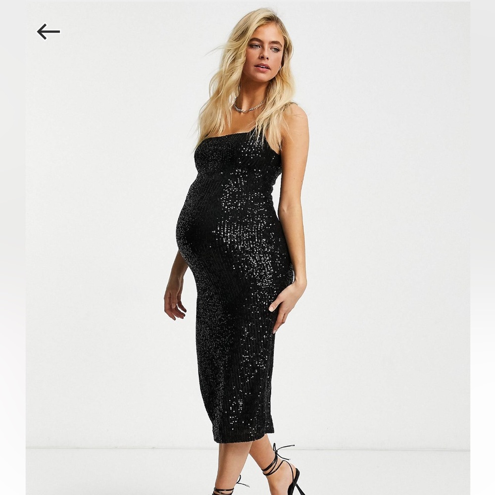 Club L London Maternity Sequin Square Neck Midi